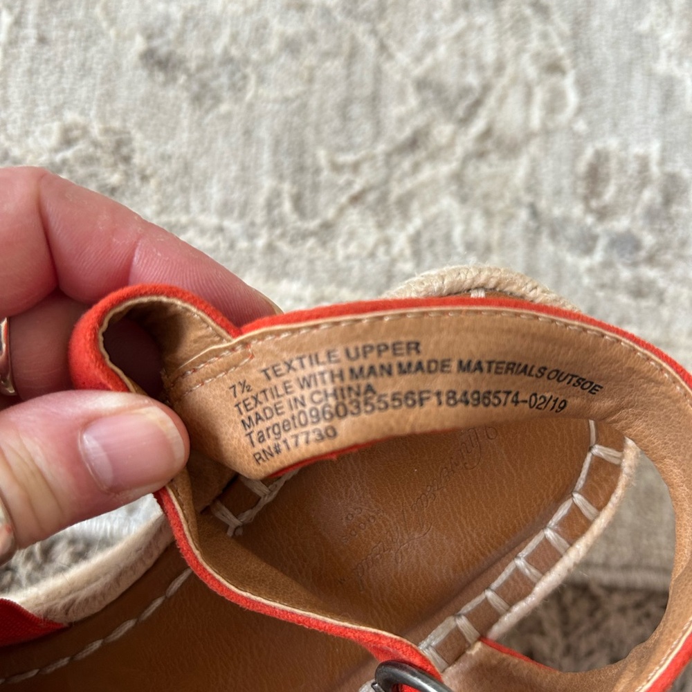 Universal Thread Alisha Espadrilles Platform Wedge Heel Orange Memory Foam 7 1/2 - Picture 5 of 6